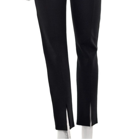 St. John Caviar Black Milano Knit Stretch Wool Alexa Pants Back of Ankle Slit 6 - Picture 4 of 10